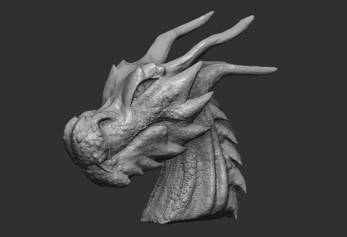 Fantasy Dragon Head high and lowpoly and 3d-print Free low-poly 3D model