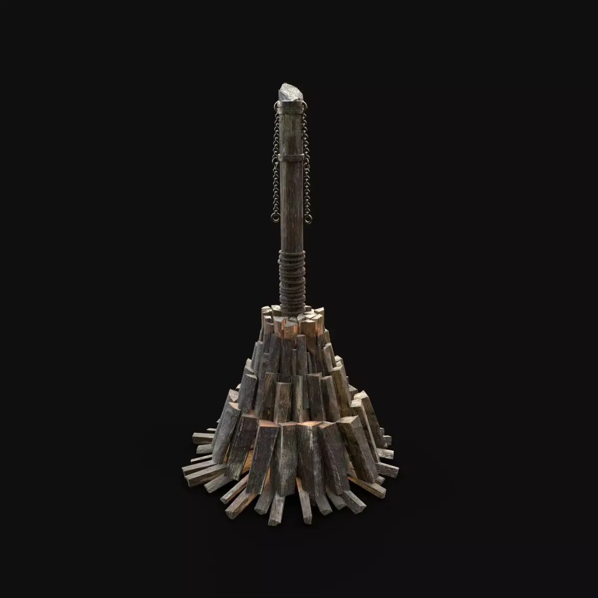 WITCH STAKE TORTURE TORMENT DEATH PYRE Low-poly 3D model