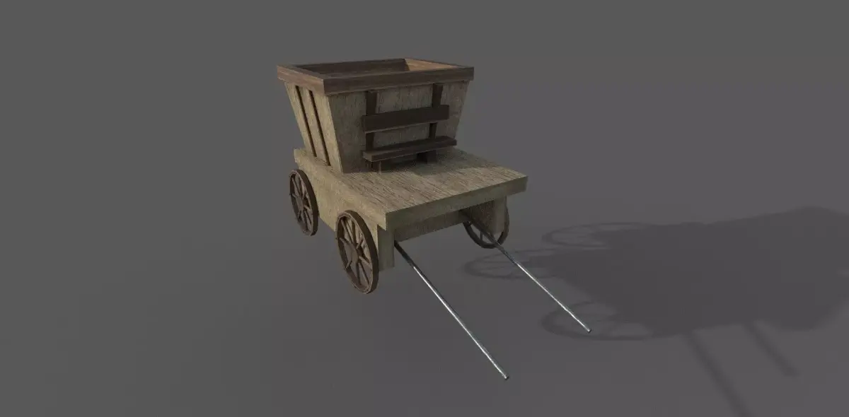 wood wagon 3D model Low-poly 3D model