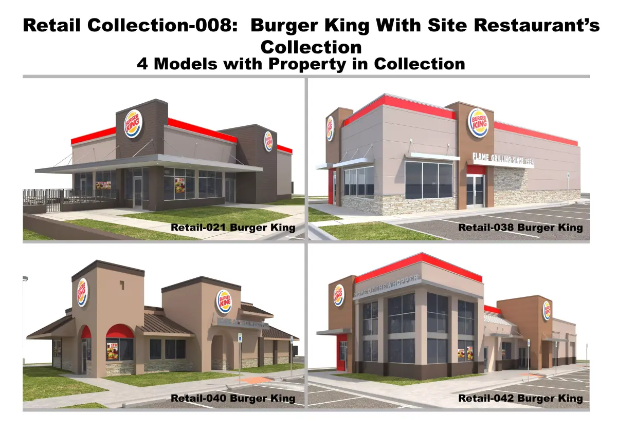 Retail Collection-008 Burger King With Site Collection 3D model