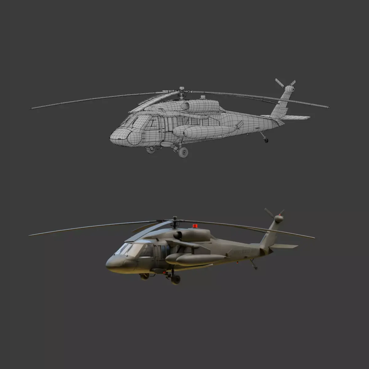 USA military helicopter black hawk 3D model