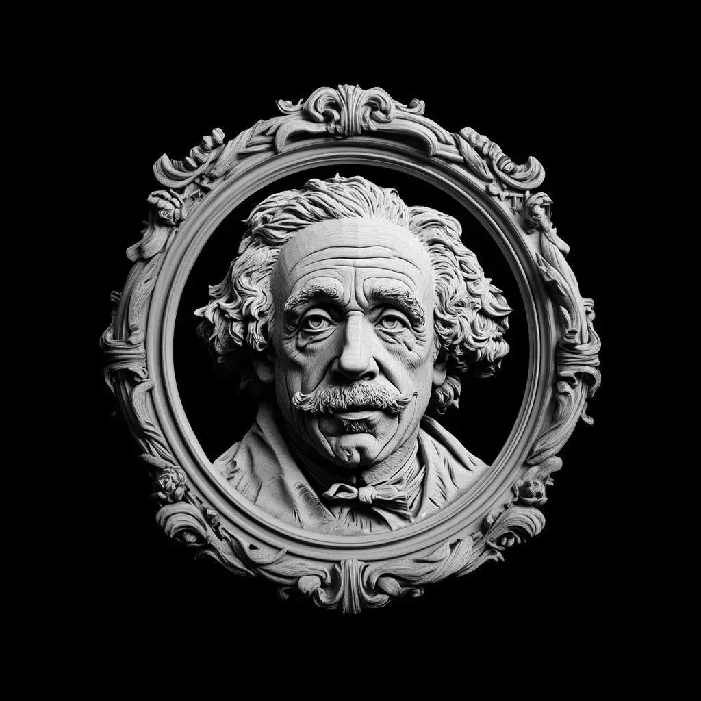 Decorative Einstein Portrait Relief 3D print model