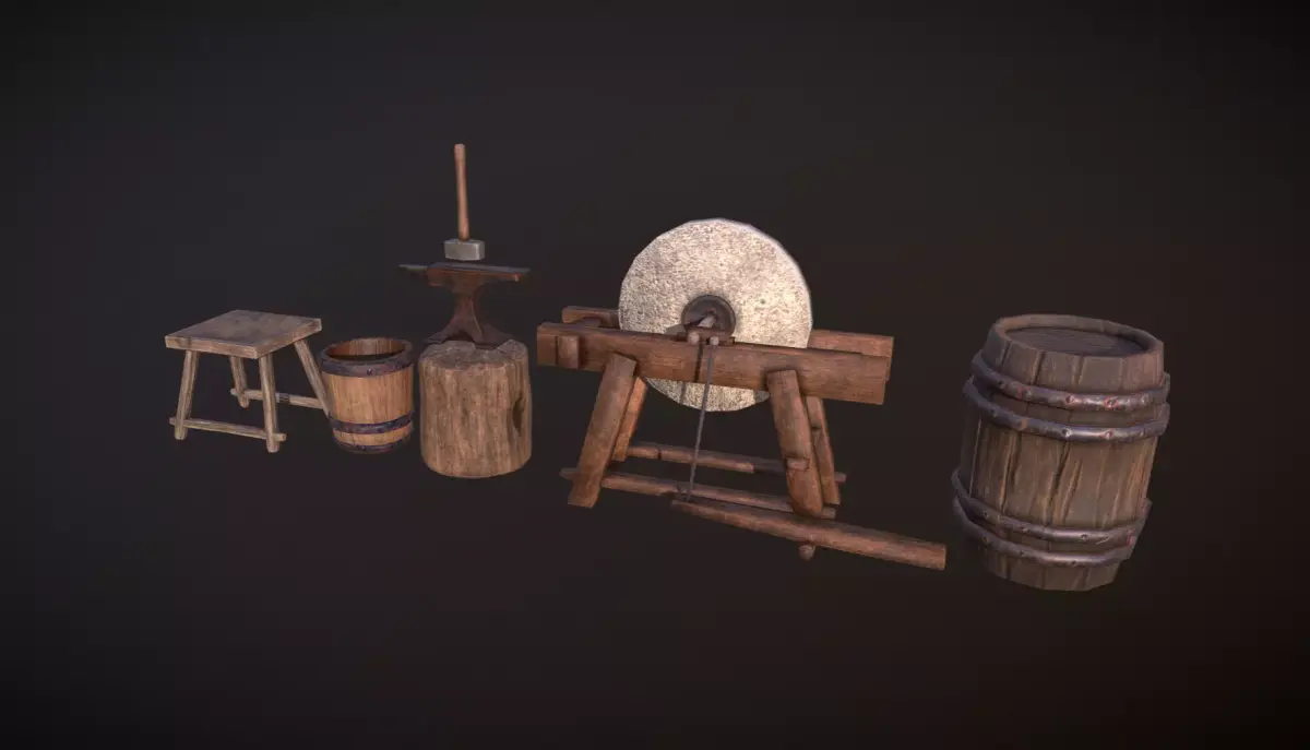 Blacksmith package Low-poly 3D model