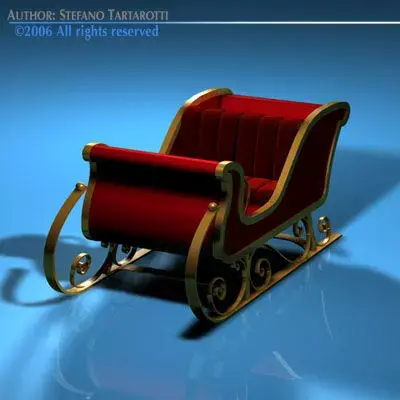 Red Santa Claus sled 3D model