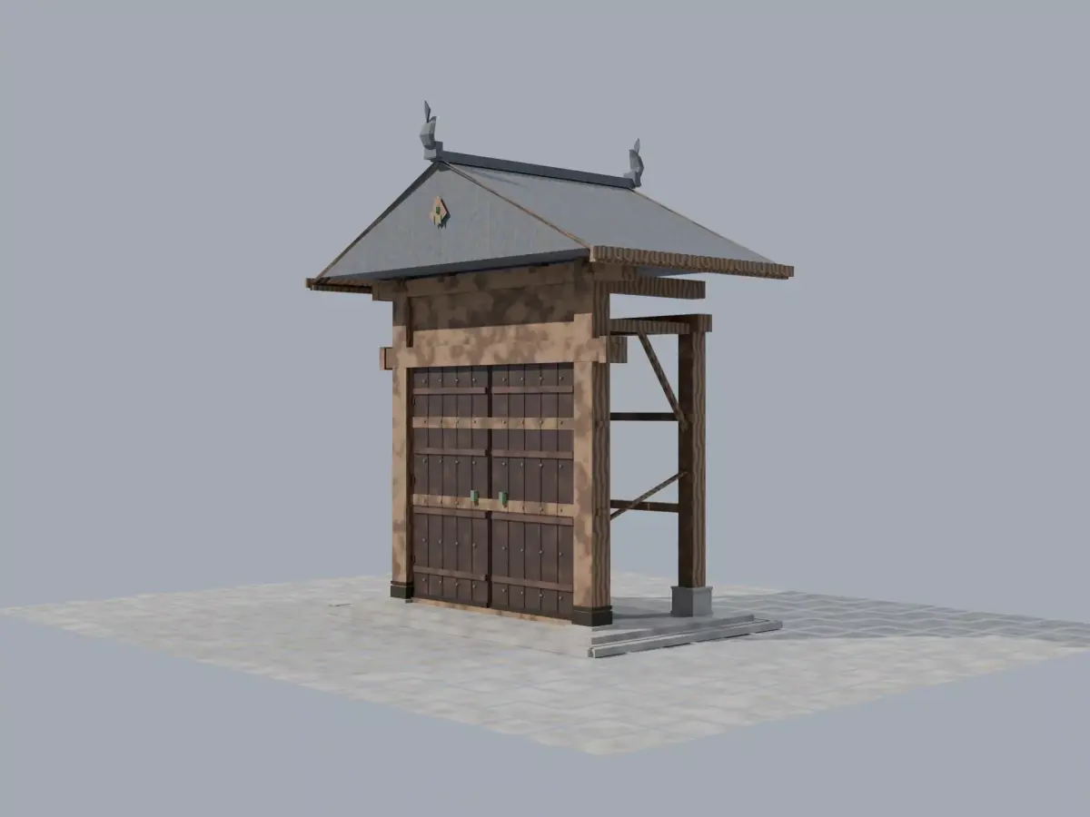 Japanese Yakuimon Gate - Samurai Residence Low Poly Low-poly 3D model