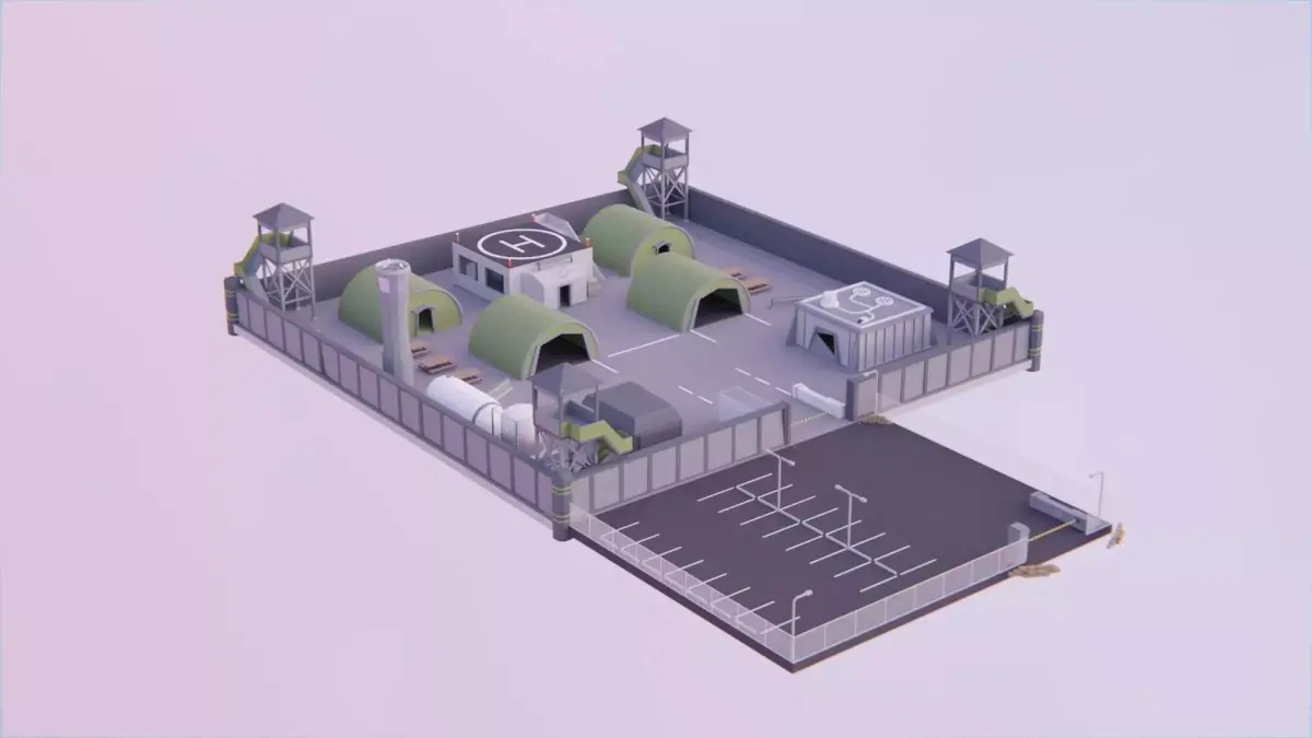 Military Base - Low Poly Style Low-poly 3D model