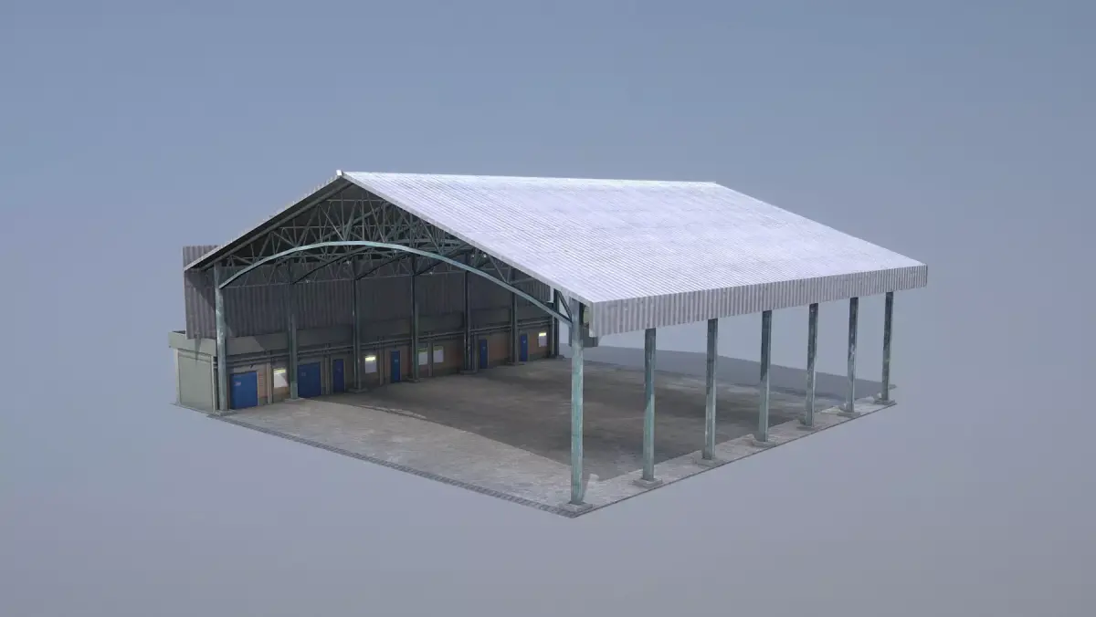 MilitaryBase PortoVelho Hangar 03 Low-poly 3D model
