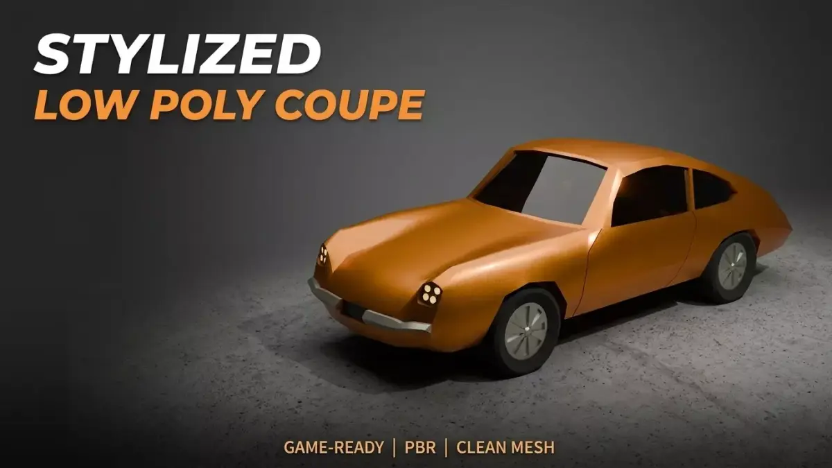 Stylized Low-Poly Vintage Car Antique Vehicle Game ready FBX OBJ Low-poly 3D model