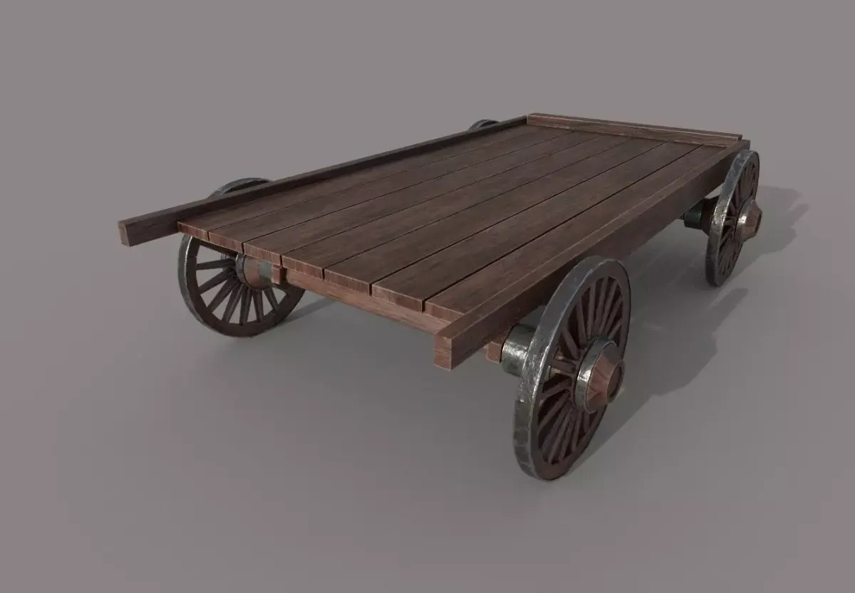 Wooden Cart Low-poly 3D model 23