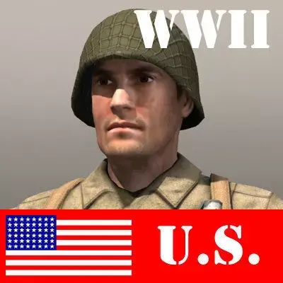 American Soldier and Thompson Low-poly 3D model