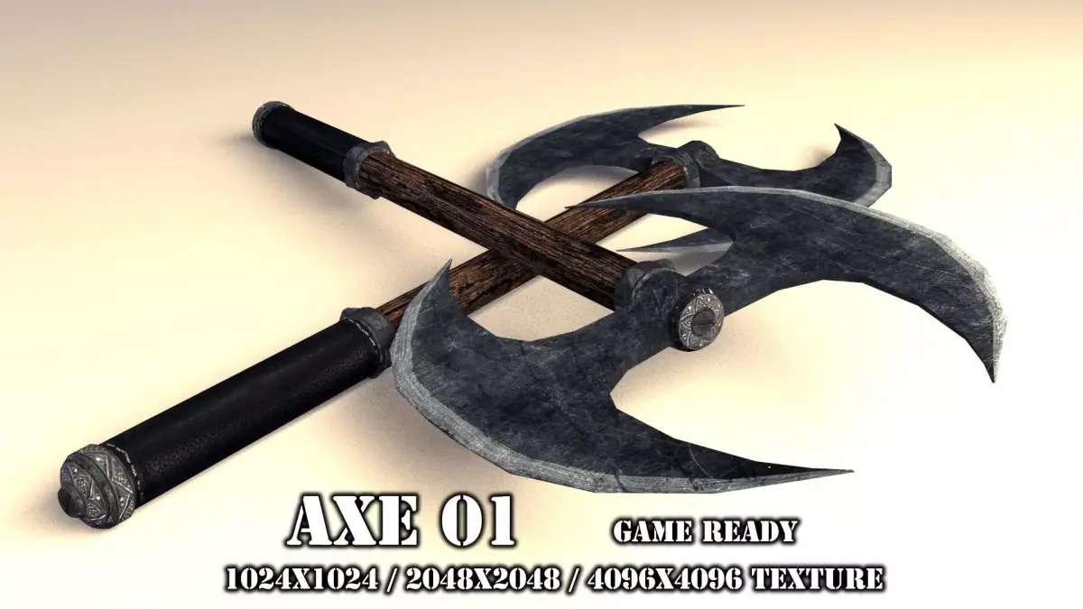 Two Handed Axe 01 Low-poly 3D model
