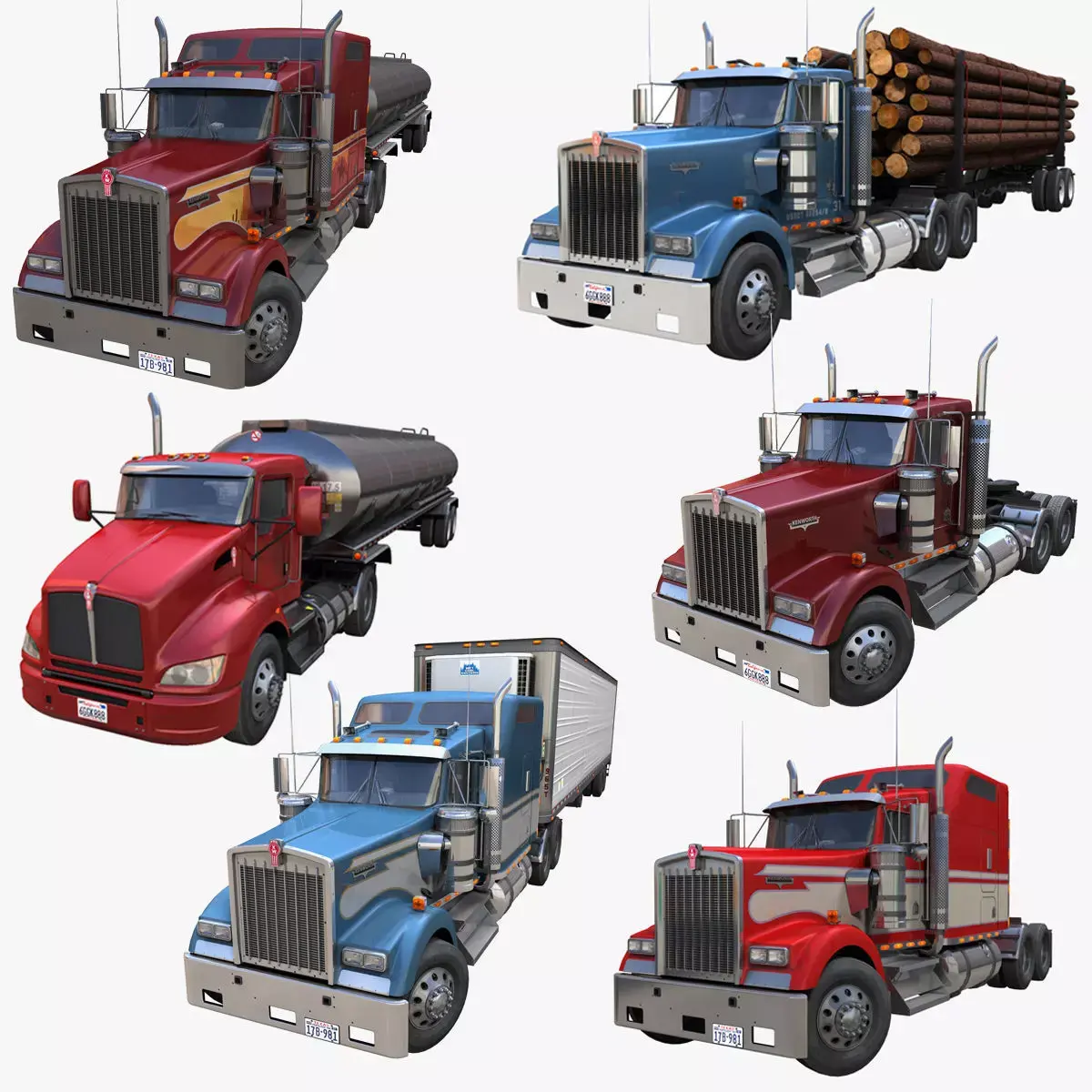 Kenworth semitruck 3D Model Pack