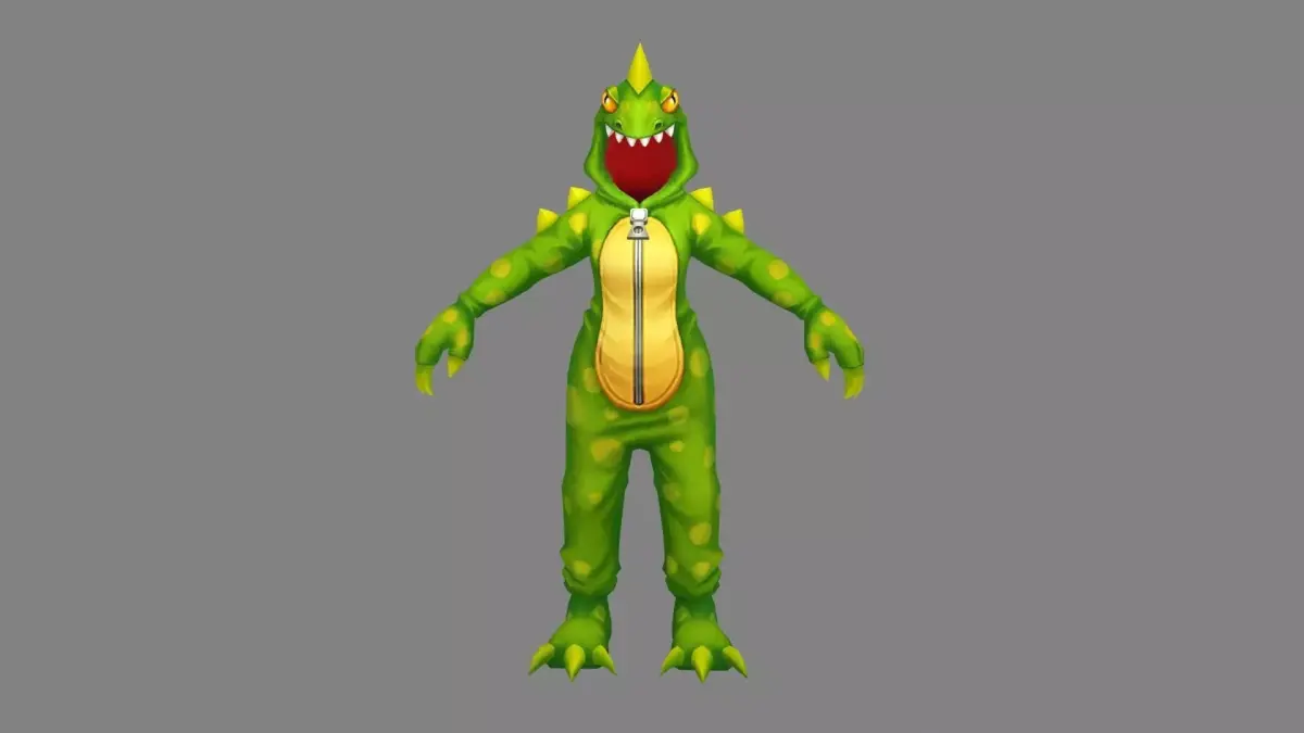 Cartoon green dragon costume - cosplay Low-poly 3D model