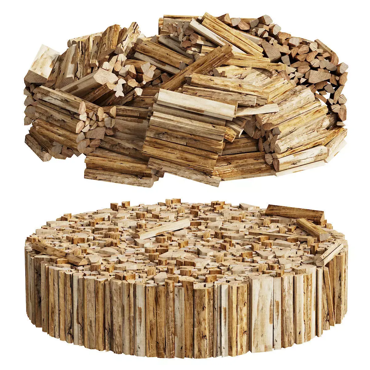 039 Firewood Logs 02 Round Stacks 3D model