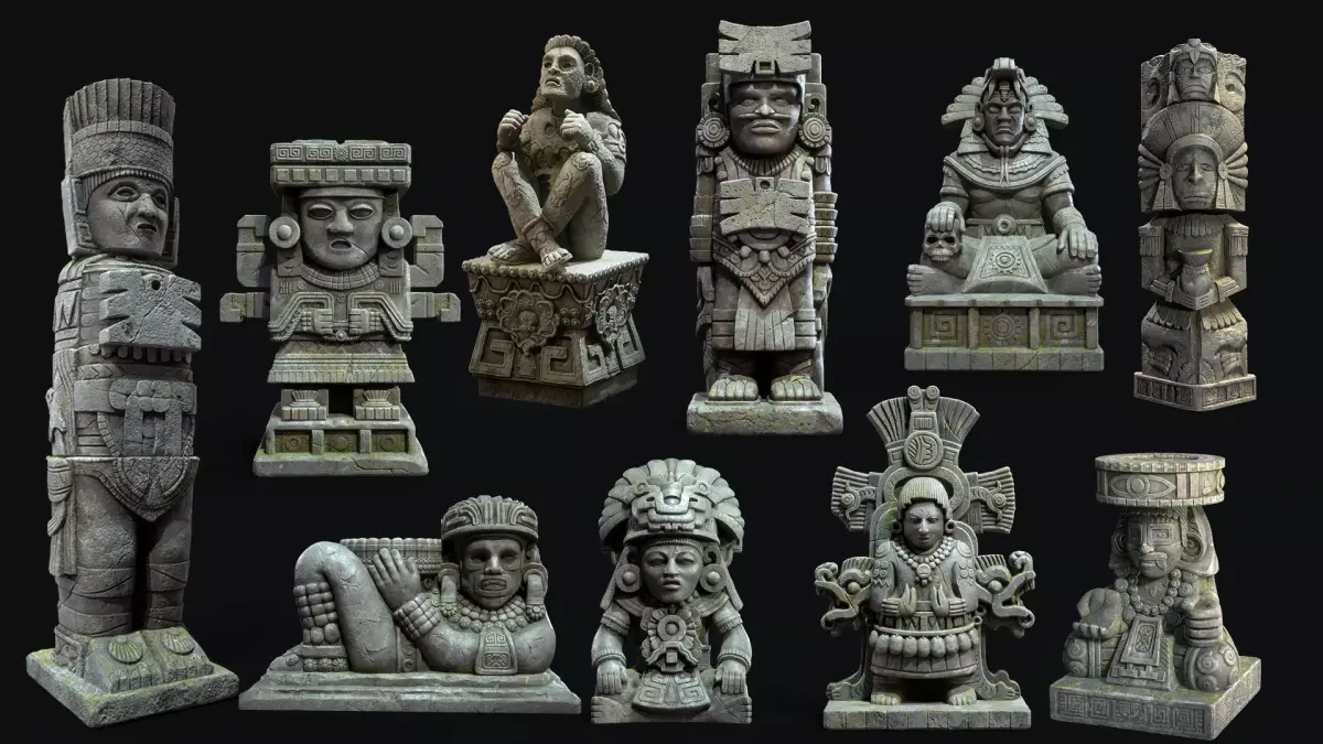 Aztec Mayan  Statue  3D Model Collection