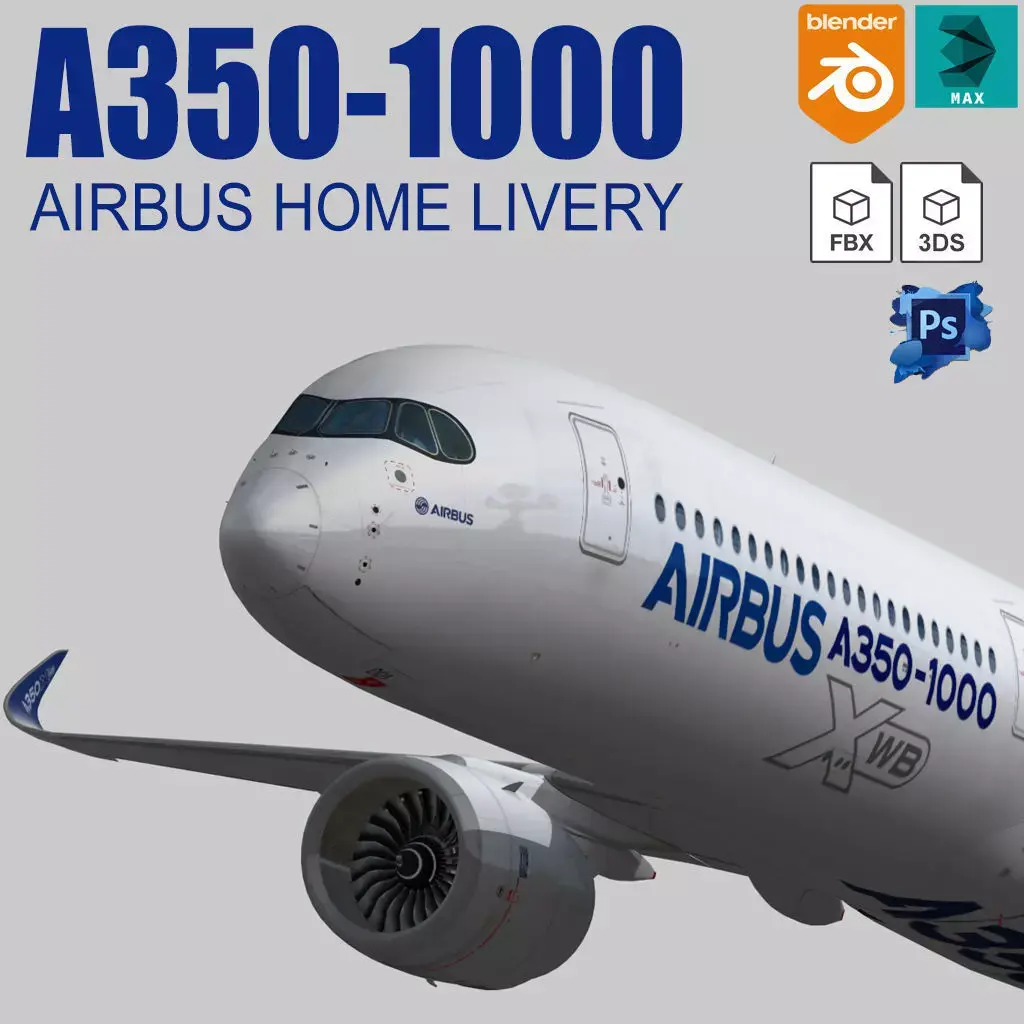 Airbus A350 1000 Home livery Low-poly 3D model