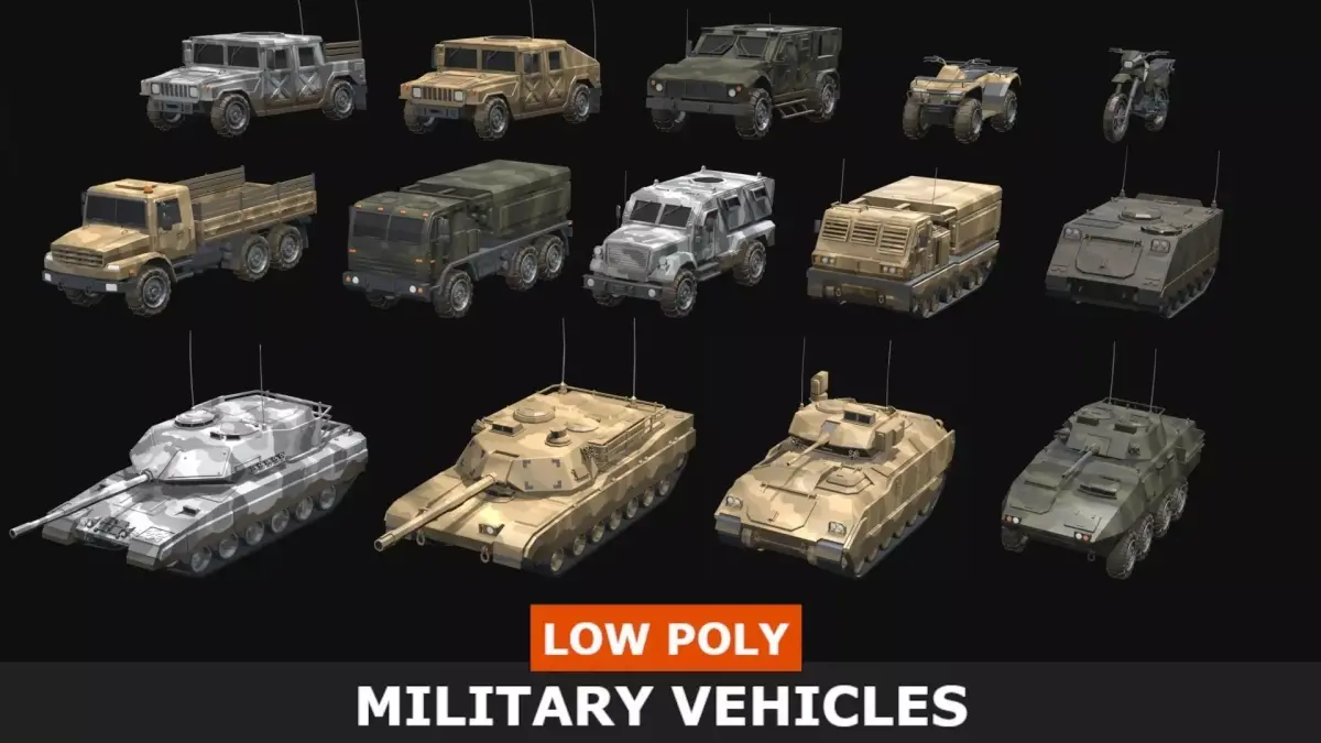 Low Poly  Military Vehicles Low-poly 3D model