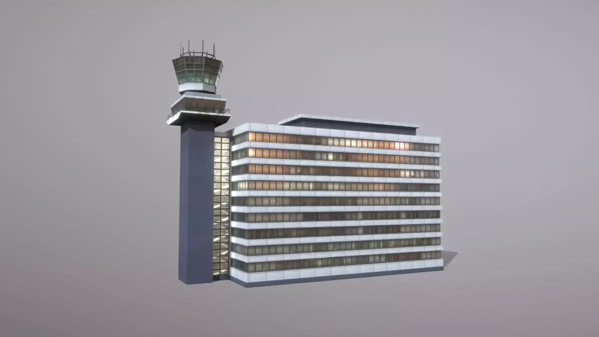 Control Tower EHAM Building Tower Amsterdam Airport Schiphol Low-poly 3D model