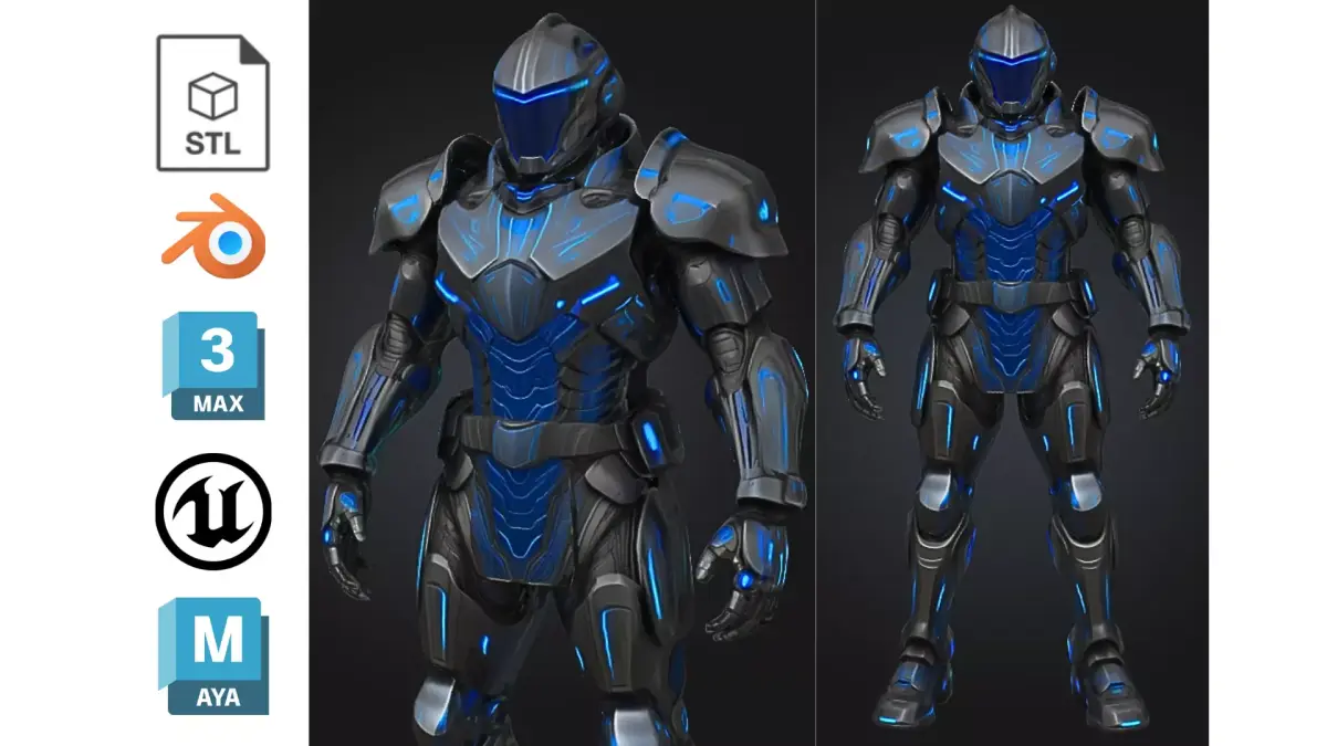 Futuristic Sci-Fi Soldier Character Armored Low-poly 3D model
