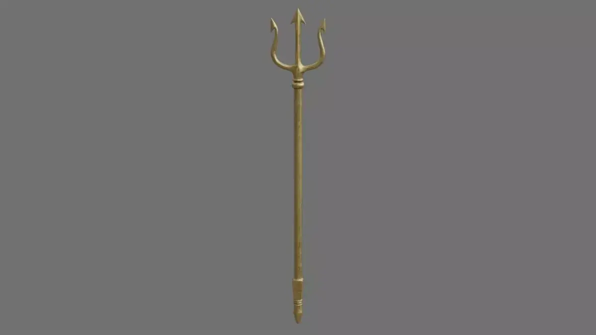 Trident 1 golden spear Low-poly 3D model