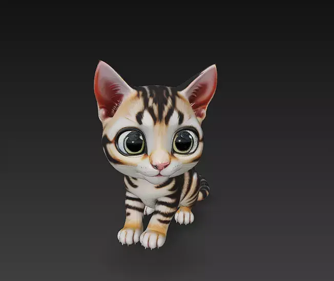 Cat Kitten Realistic 3D Model Basic - Low Poly Realistic Low-poly 3D model get