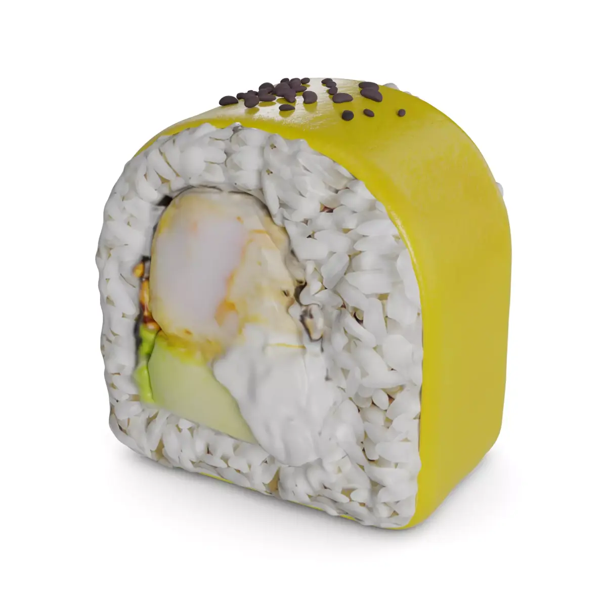 Sushi Crispy tiger prawn avocado cream mango sesame seeds 3D model