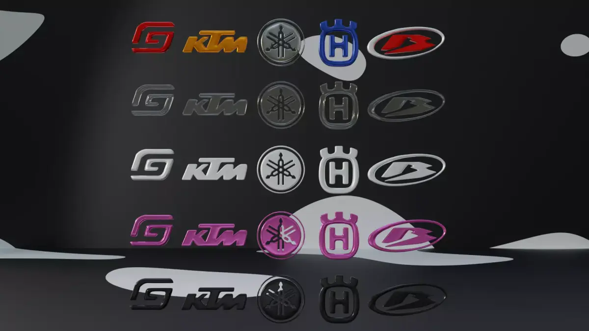 Motorcycle Logo KTM Husqvarna Yamaha GasGas and Beta Low-poly 3D model