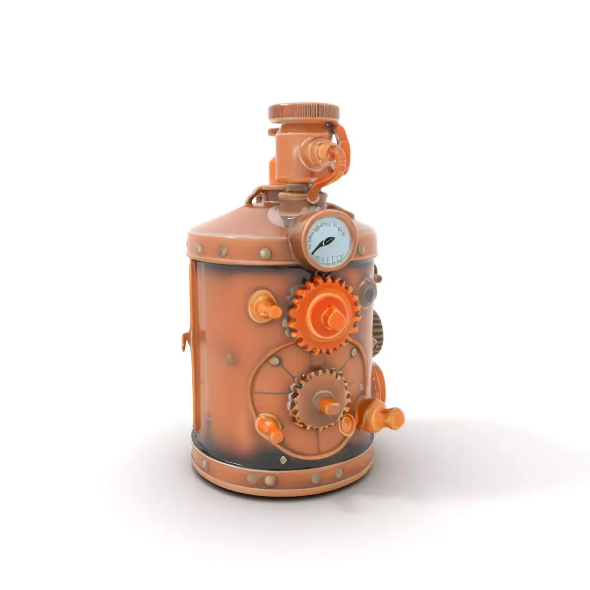 Steampunk Boiler Model Pack with Detailed Gears and Gauges Low-poly 3D model