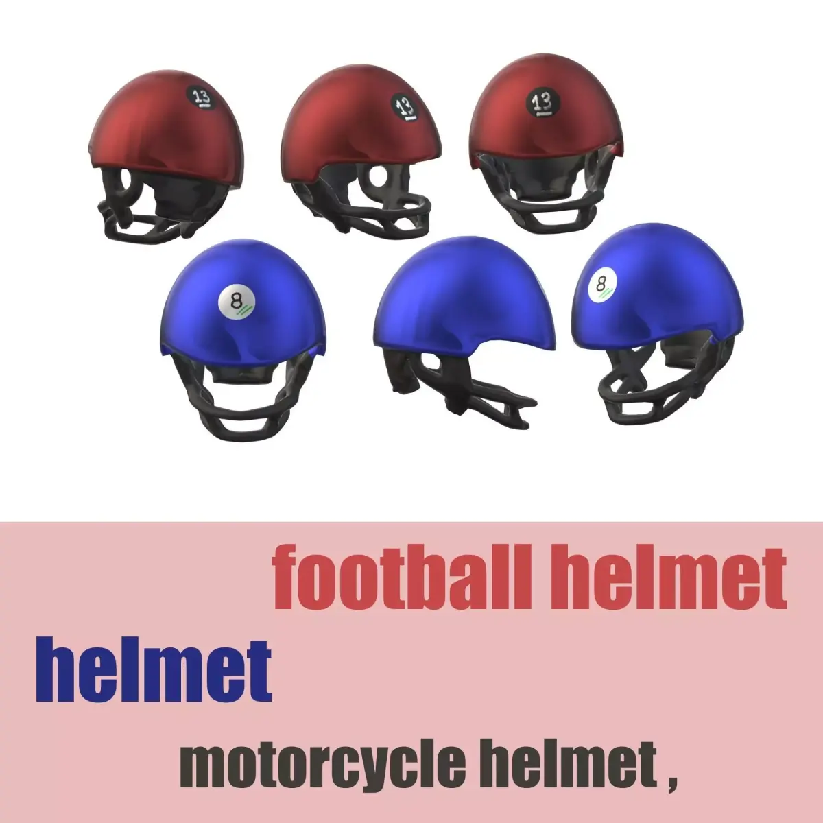 Motorcycle Helmet- Football Helmet Low-poly 3D model