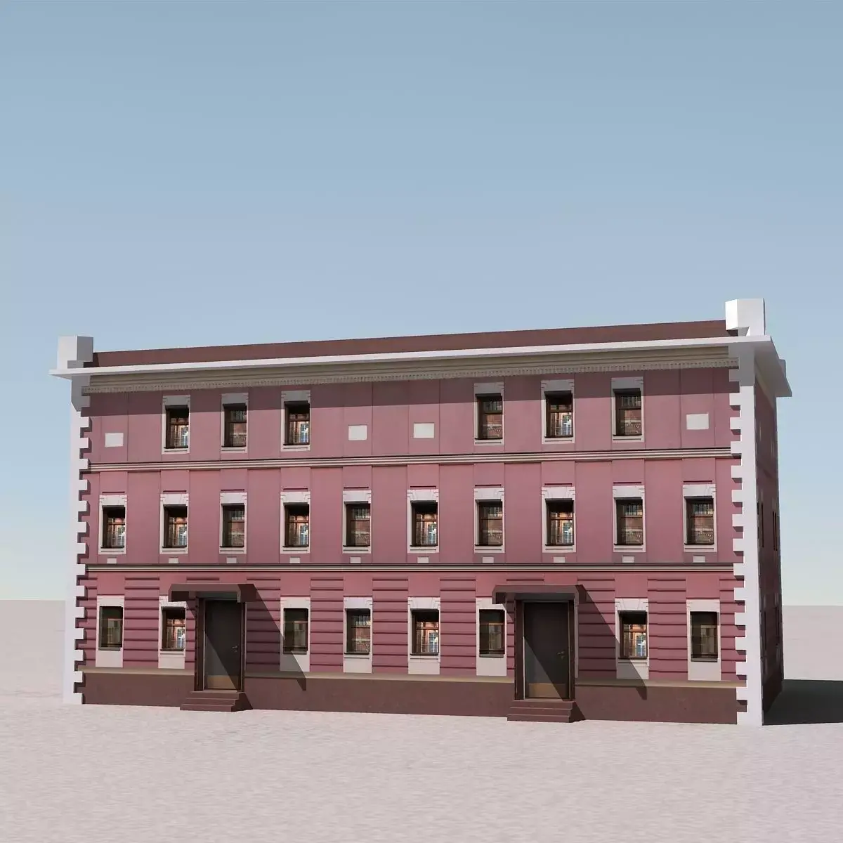 Building Lowpoly with roof Low-poly 3D model
