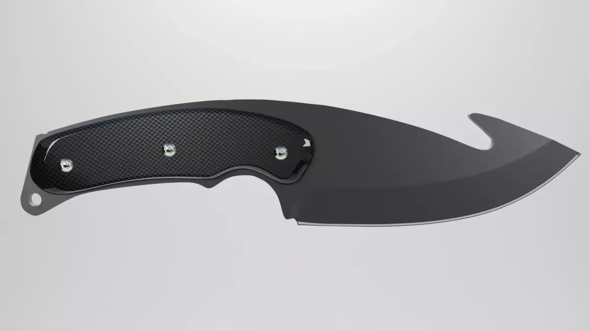 Carbon Gut Knife Low-poly 3D model