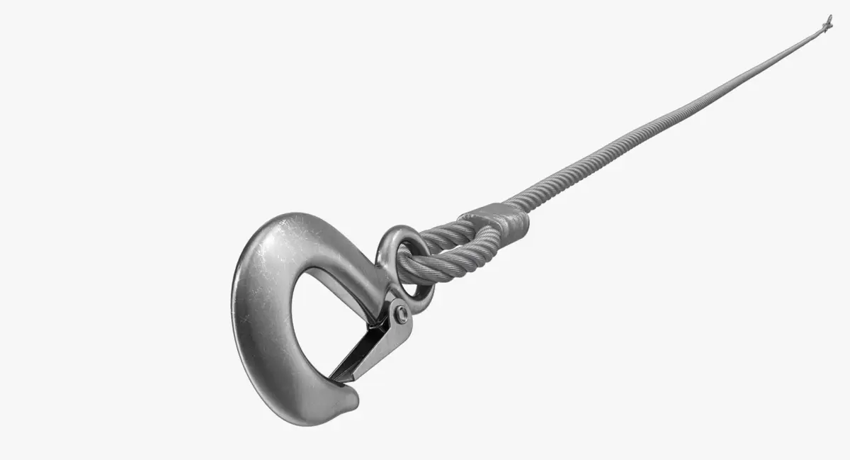 Emergency Towing Steel Wire Rope with Hooks 3m 3D model