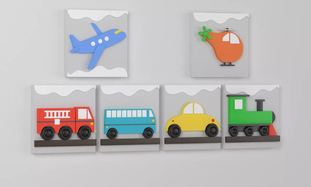 Wood Kids Wall Decor transport 3D model