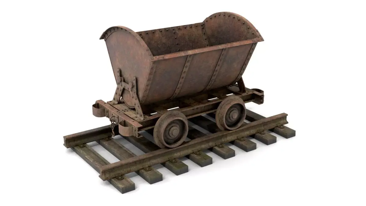 Rusty Metal Cart Mine Low-poly 3D model