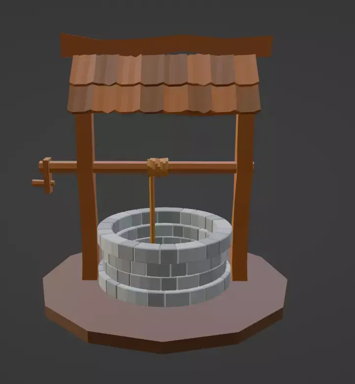 Waterwell wooden water well 3D model