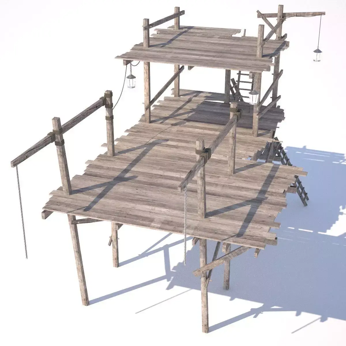 Old wooden scaffolding 3D model