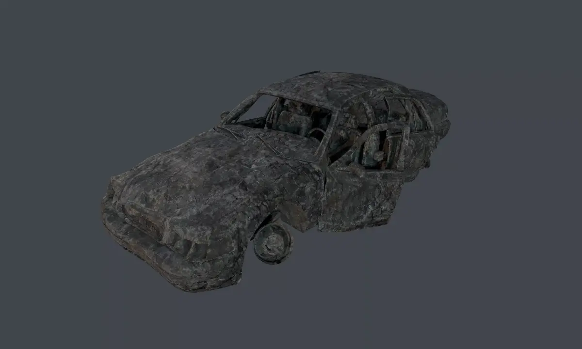 Apocalyptic Damaged Destroyed Vehicle Car Game Ready 22 Low-poly 3D model