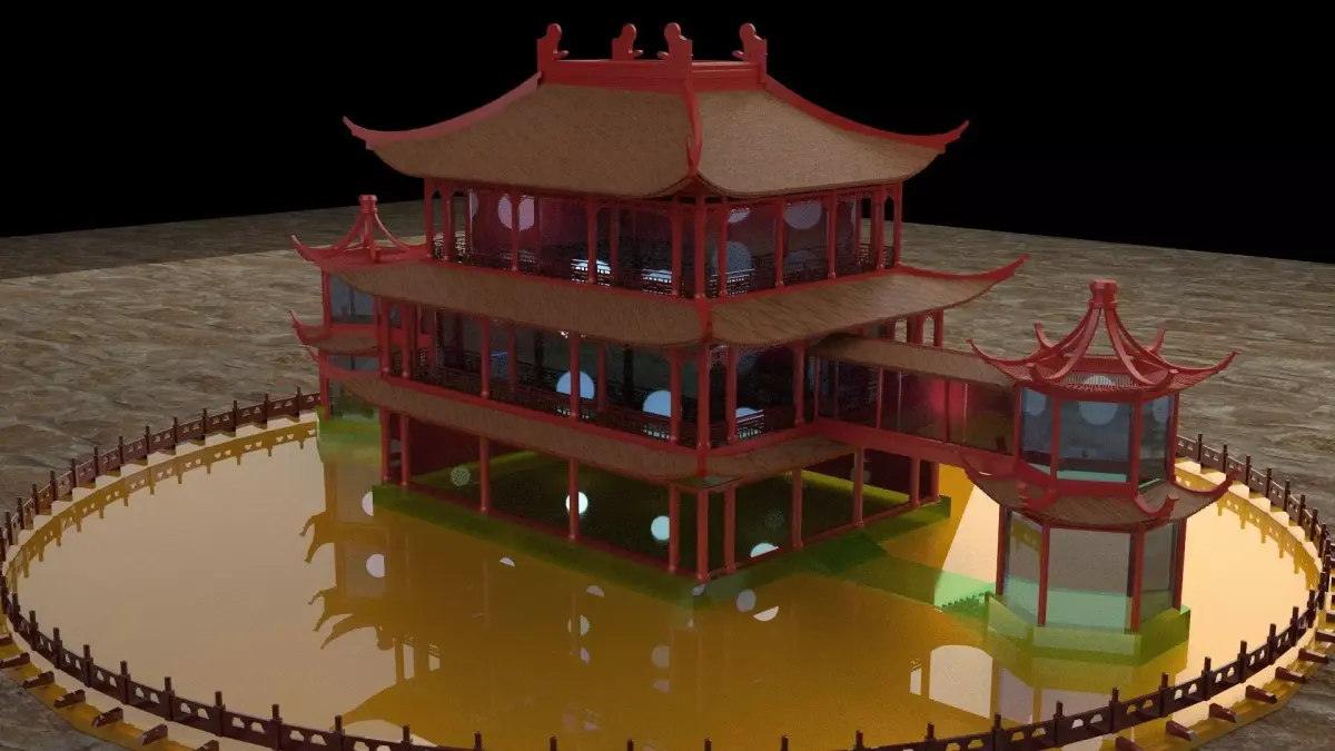 Chinese ancient house  3D model 7