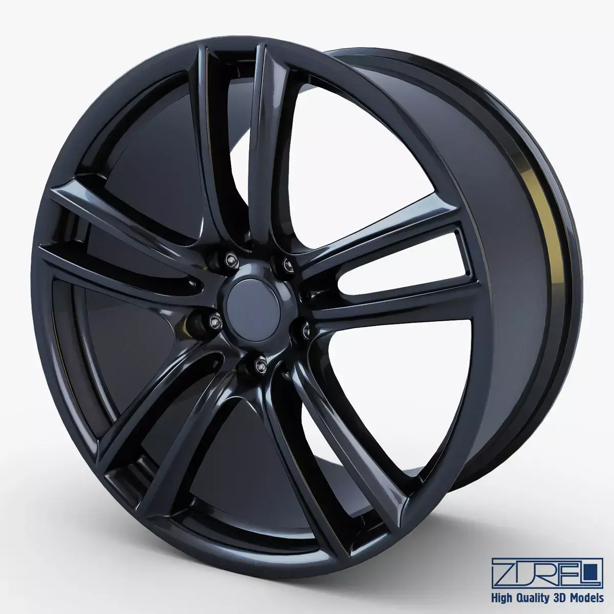 Style 303 wheel black Mid Poly Low-poly 3D model