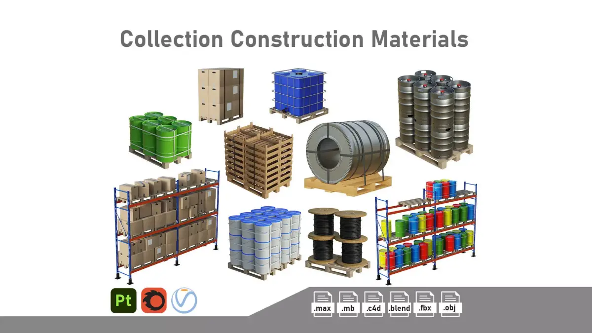 Collection Construction Materials 3D Model Pack