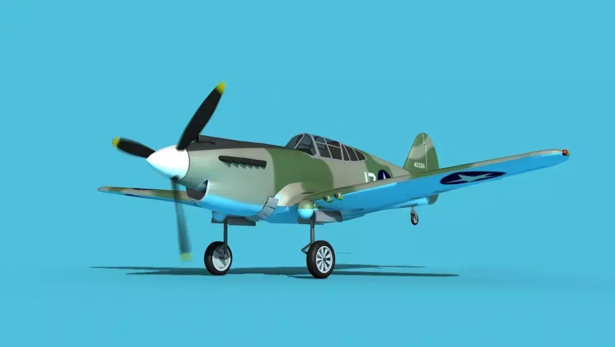 Curtiss P-40B Warhawk V07 USAAF 3D model