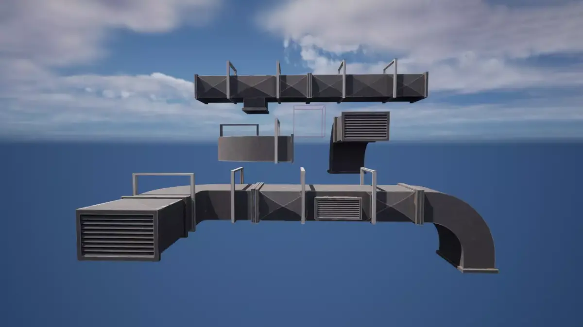 Modular Ventilation PBR Low-poly Game Ready Model Low-poly 3D model