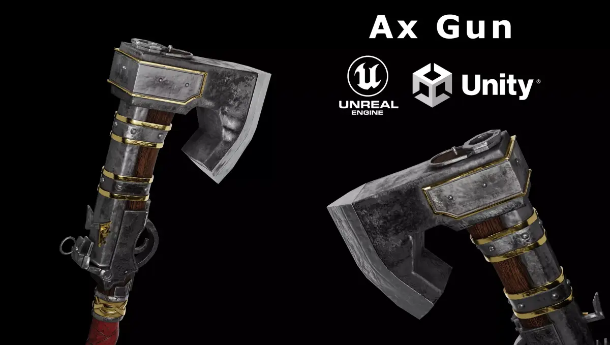 Ax Gun Low-Poly 3D Model Free 3D model