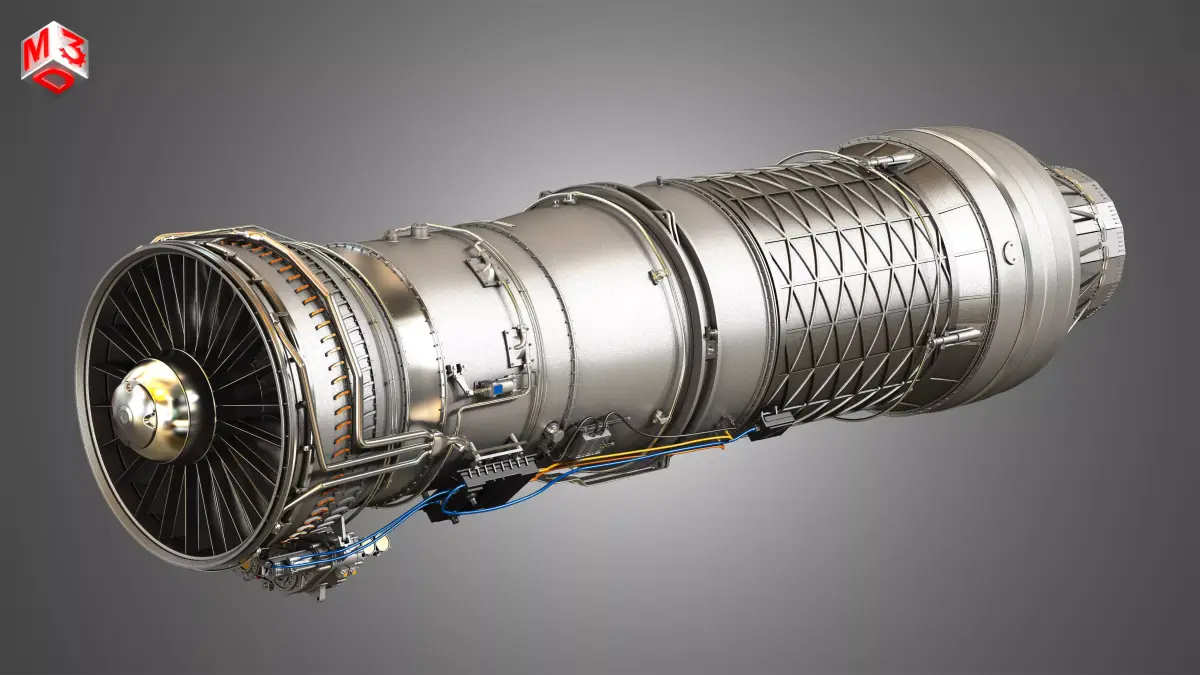 F100 - PW - 220 Turbofan Engine - with Interior Parts 3D model