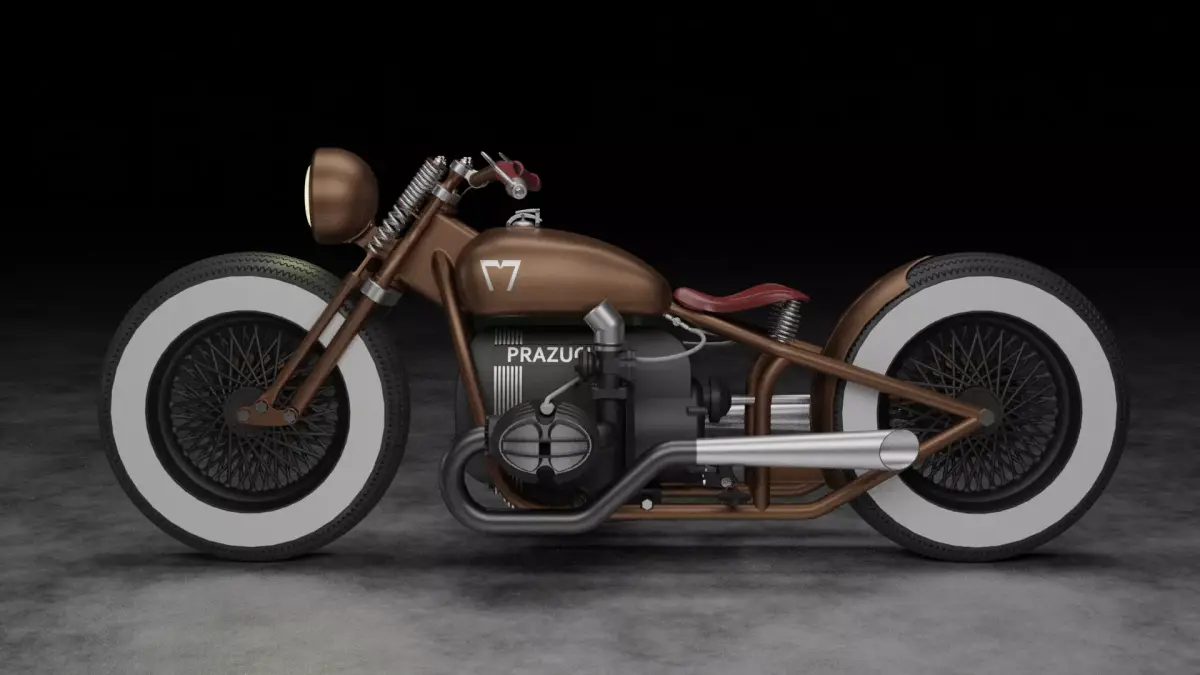Custom Rat-Rod Bobber Motorcycle Low-poly 3D model