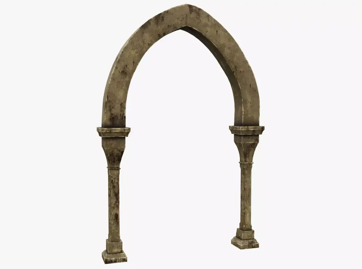 Column wooden arch Low-poly 3D model