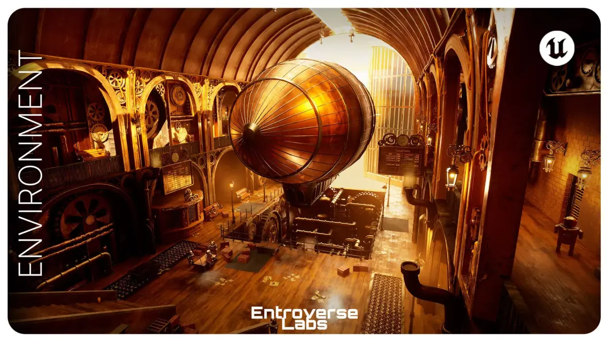 Steampunk Victorian  Zeppelin Station Modular Environment Low-poly 3D model
