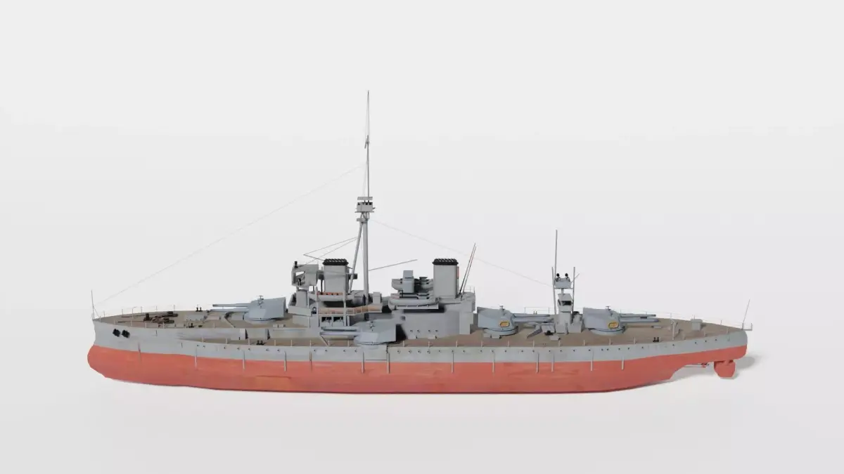 Dreadnought class battleship from World War 1 3D model