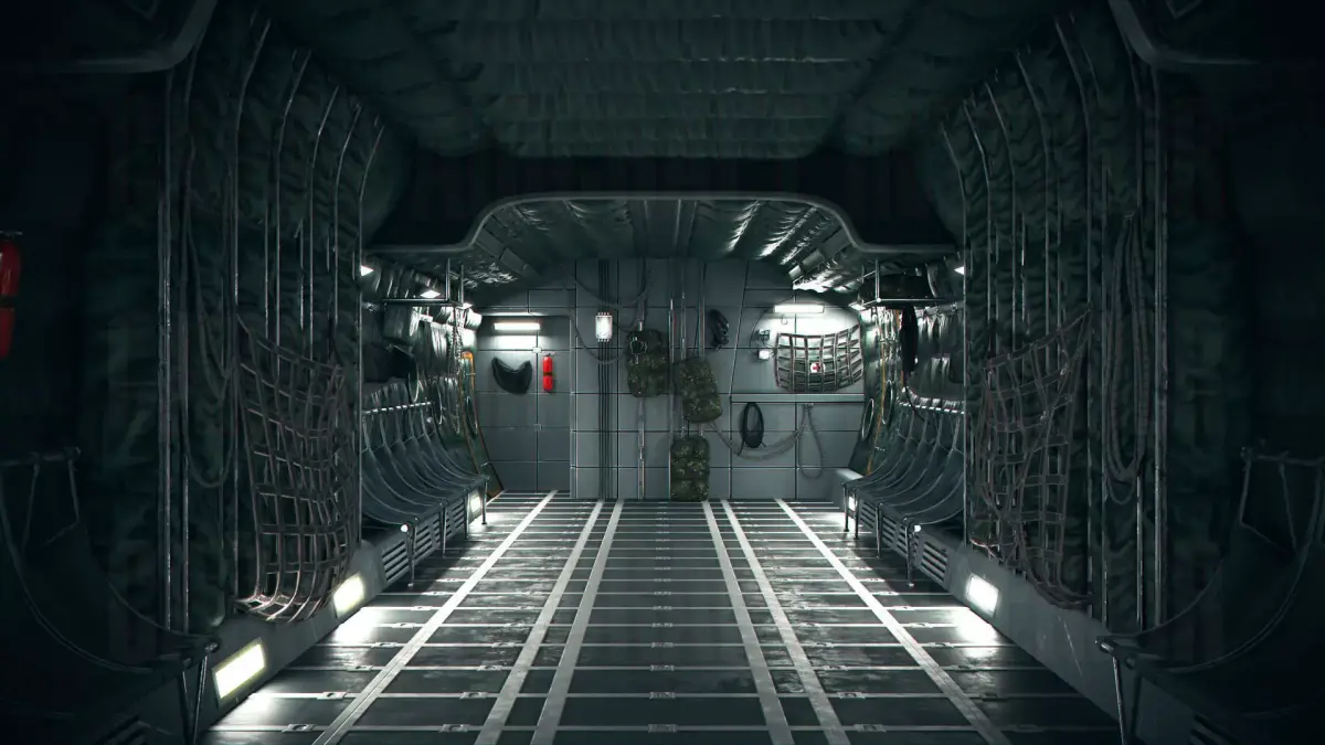 Aircraft Interior Cargo C-130 Hercules PBR Low-poly 3D model