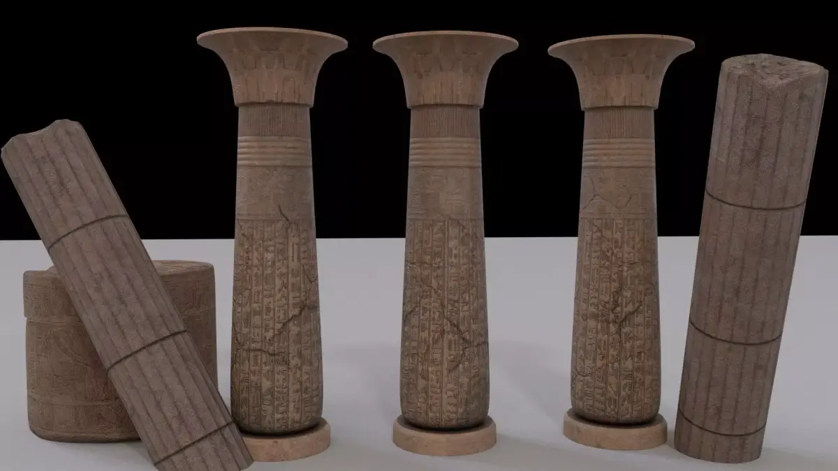 column pharaoh 3d ancient models Low-poly 3D model